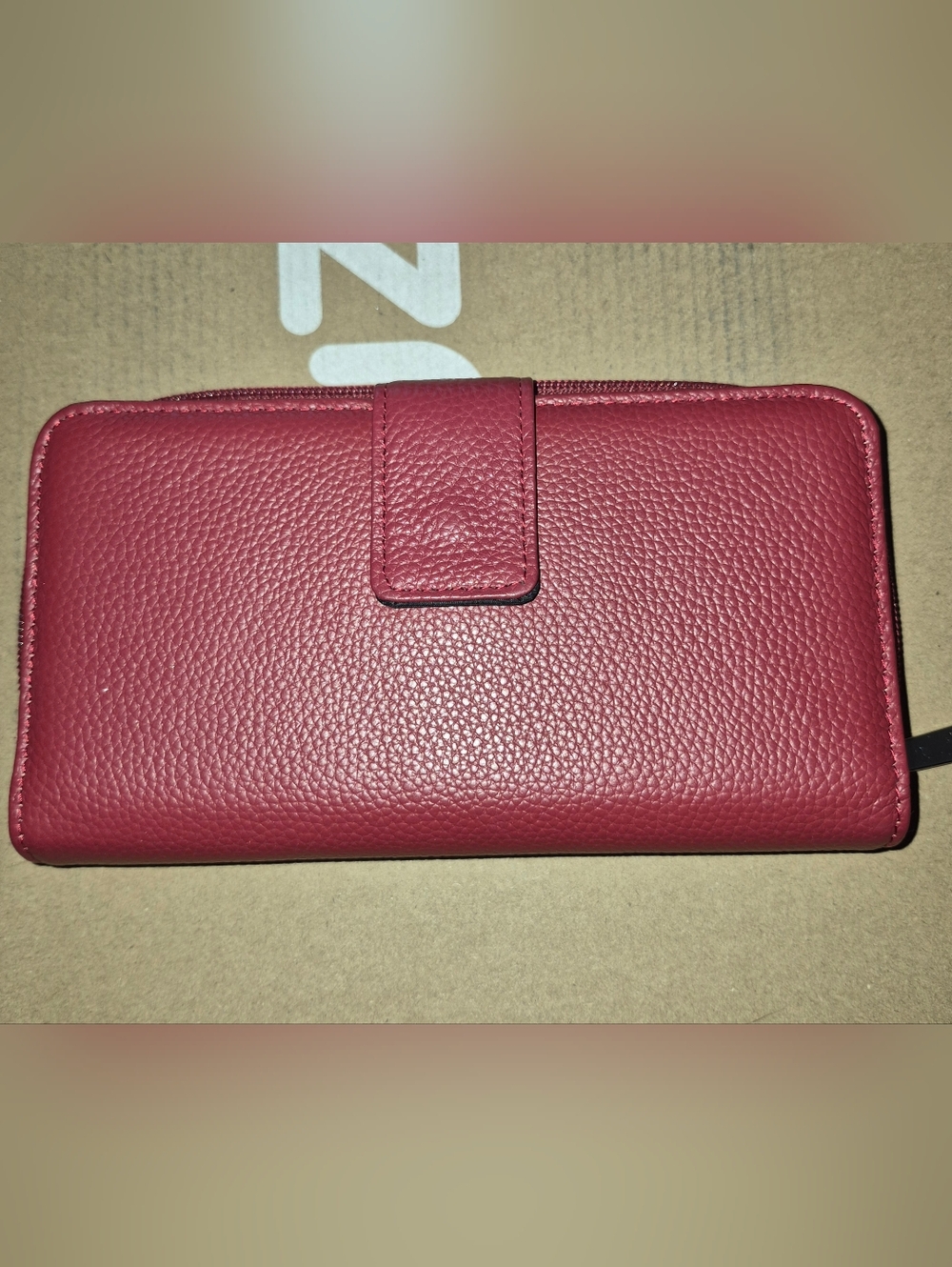 Red Genuine Leather Zip-Around Wallet